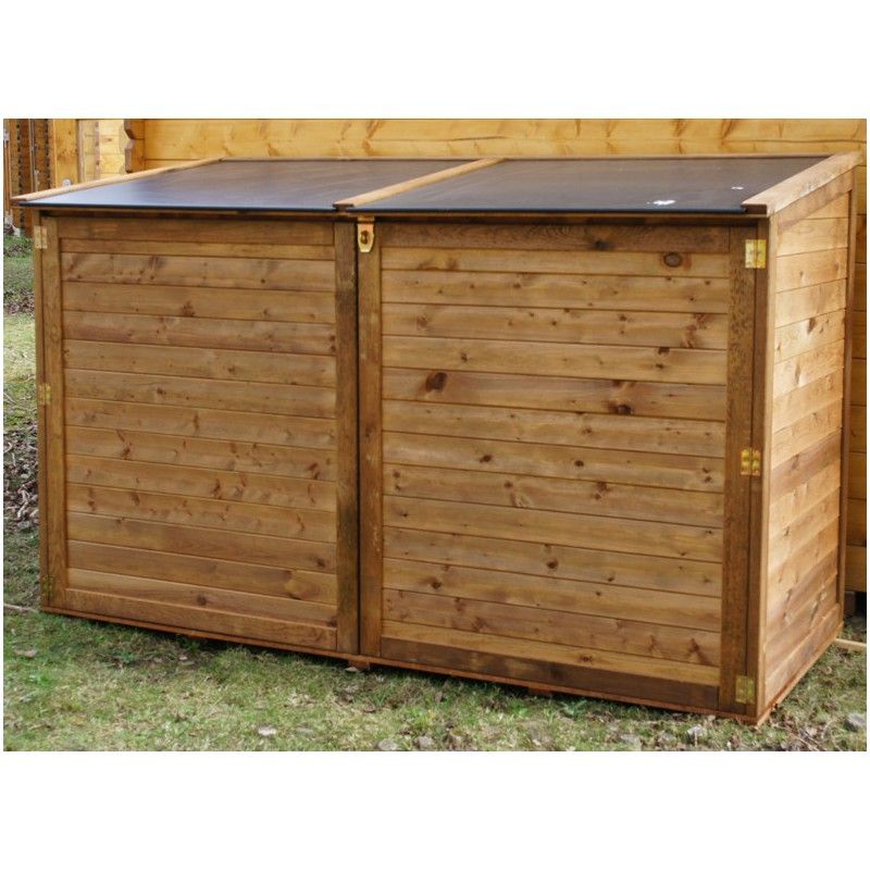 Coffre de jardin en pin du nord avec toit PVC 1350L Coffre Rangement - Ciel  & terre