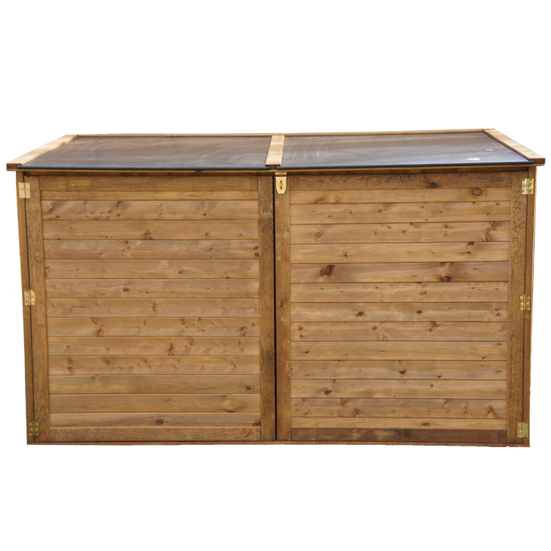 Coffre de jardin en bois traité 28mm 2000L LARGO Noir - Gardy Shelter