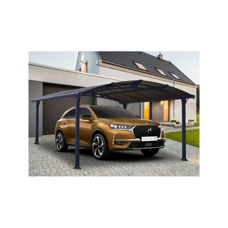 Carport de protection auto aluminium - abri de voiture 18M2 - gris - traité  anti UV