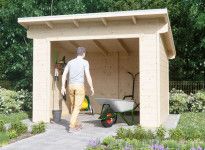 Abri de jardin bois Ep. 28mm, 13 m² - toit plat - ADRET