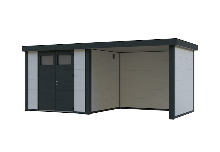 ABRI JARDIN METAL 7.10m² AVEC AUVENT