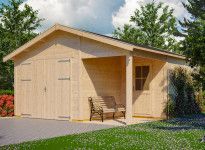 GARAGE EN BOIS 45 MM AVEC AUVENT