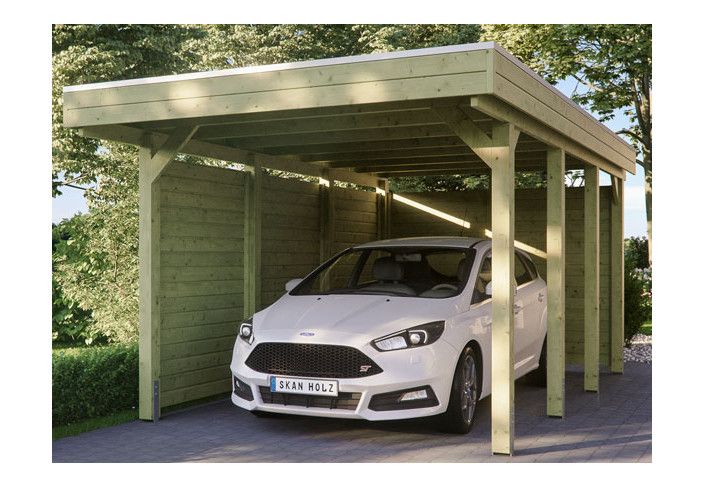 CARPORT BOIS 3.14 X 5.55 M AVEC PAROIS