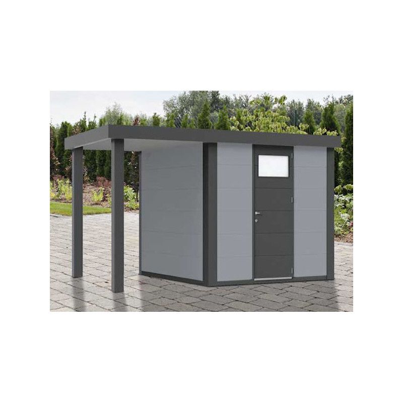 ABRI JARDIN METAL 5.70 M2 AVEC AUVENT