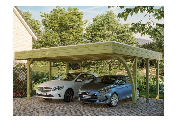 CARPORT DOUBLE TOIT ALU ET 1 ARC 5.57 X 5.55 M