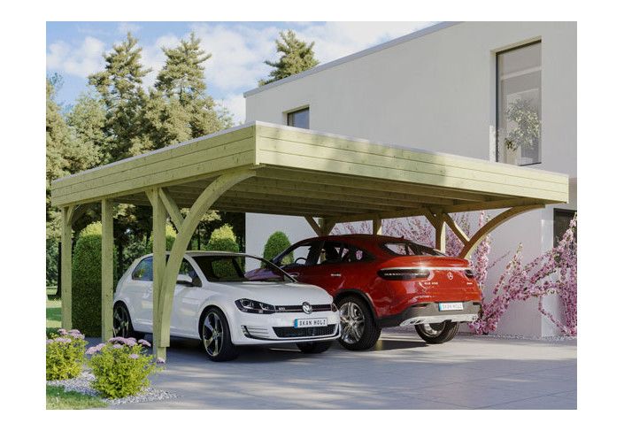 CARPORT DOUBLE TOIT ALU ET 1 ARC 5.57 X 5.55 M