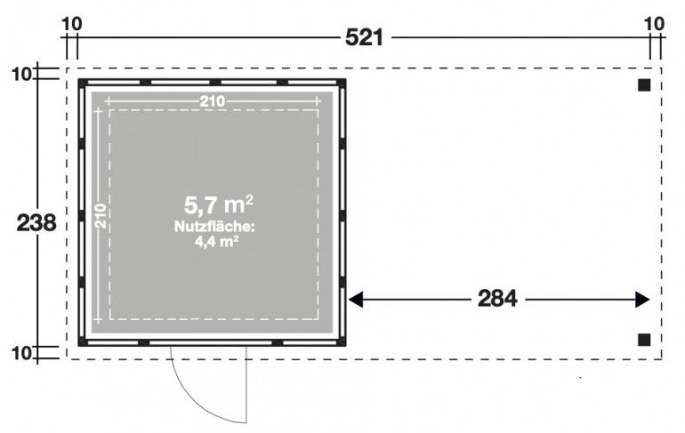 ABRI JARDIN METAL 5.70 M2 AVEC AUVENT