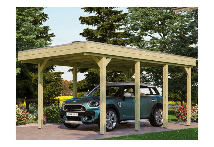 CARPORT BOIS 3.14 X 5.55 M TOIT ALU