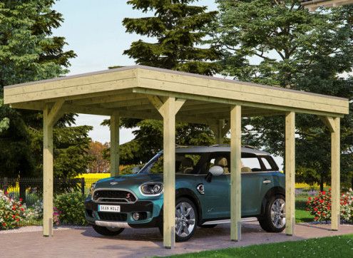 CARPORT BOIS 3.14 X 5.55 M TOIT ALU