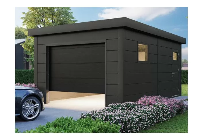GARAGE MÉTAL DOUBLÉ AVEC PORTE MOTORISÉE