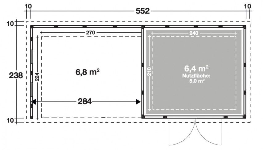 ABRI ACIER 6.40 M2 AUVENT VITRÉ