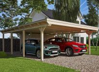 CARPORT BOIS AVEC REMISE ET TOIT ALU 6.13 X 8.46 M 