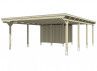 CARPORT BOIS AVEC REMISE ET TOIT ALU 6.13 X 8.46 M 