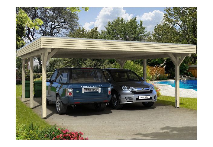 CARPORT BOIS 6.11 X 6.04 M TOIT ALU