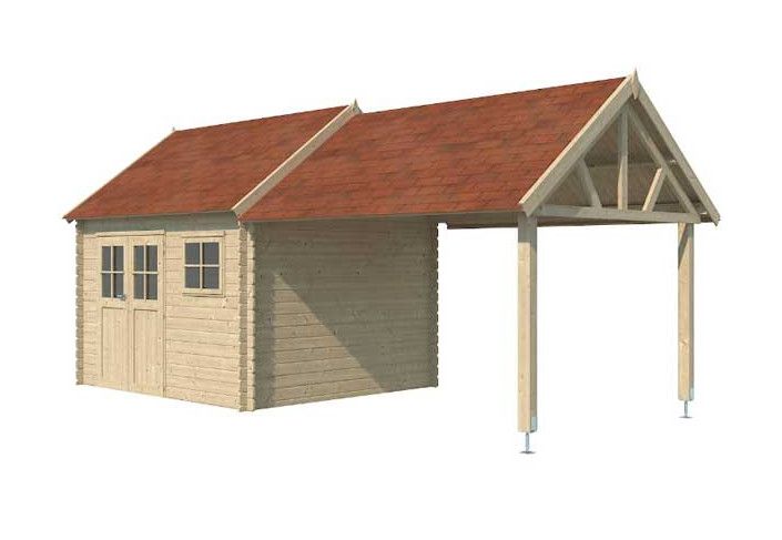 Chalet bois 2 pans avec auvent 23m2