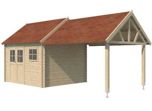 Chalet bois 2 pans avec auvent 23m2