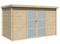 Abri bois cubique 6m2 avec porte vitrée en plexiglass mat