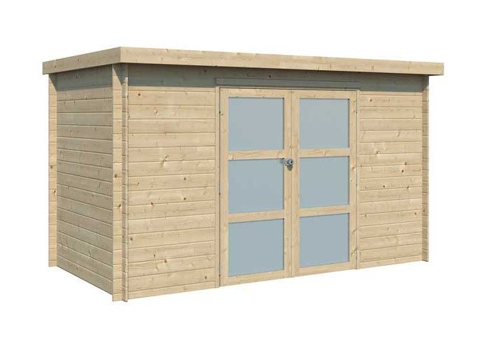 Abri bois cubique 6m2 avec porte vitrée en plexiglass mat