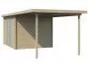 Abri bois brut combiné avec toiture acier 15m2