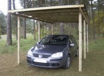 CARPORT BOIS TRAITE ET TOIT EN FIBRE DE VERRE 3x5 M