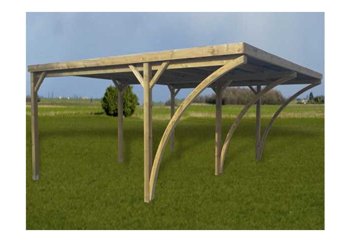 CARPORT BOIS TRAITE AVEC ARCS