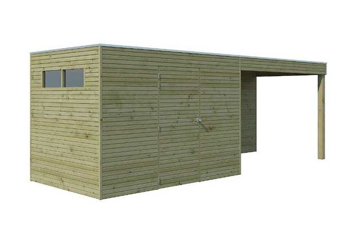 Abri combiné bois traité 11m2