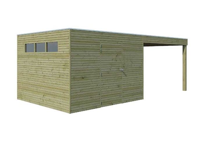 Abri combiné bois traité 18 m2