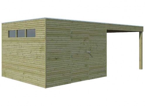 Abri combiné bois traité 18 m2
