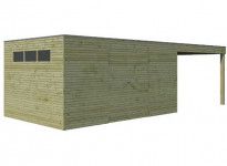 Abri combiné bois traité 18m2