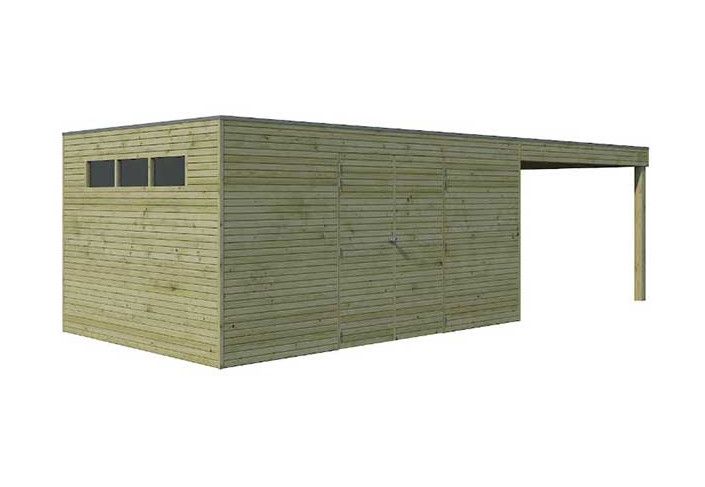 Abri combiné bois traité 18m2