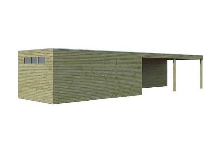 Abri combiné bois traité 33m2