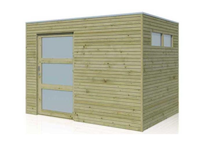 Abri de jardin bois traité avec porte coulissante - 6m2