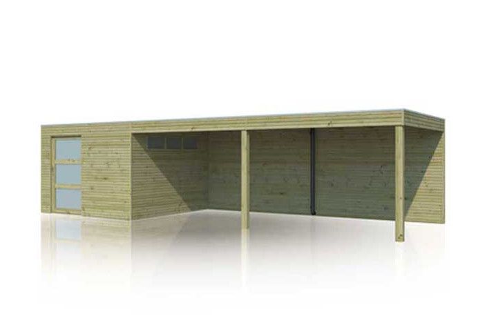 Abri combiné porte coulissante 30m2