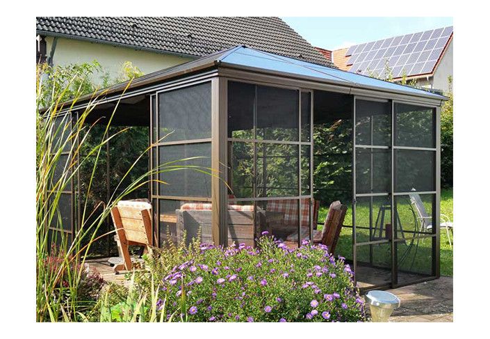 Pavillon alu panneaux moustiquaires 15 m2