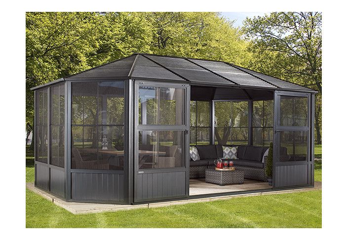 Pavillon alu octogonal avec parois vinyl 22 m2