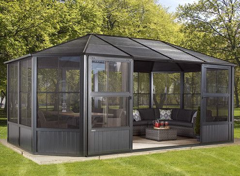 Pavillon alu octogonal avec parois vinyl 22 m2