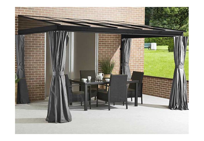 Pergola adossée aluminium avec rideaux 9 m2