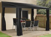 Pergola toit acier avec rideaux 13 m2