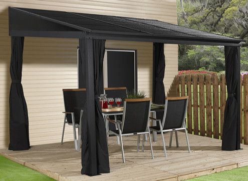 Pergola toit acier avec rideaux 13 m2