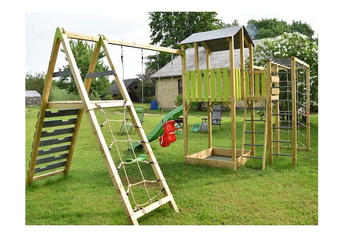 Aire de jeux en bois toboggan