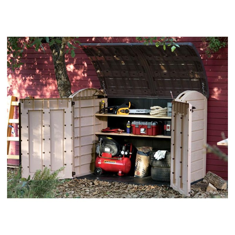 Les produits   Abri, carport - Armoire de rangement HIGH STORE  en résine gris 1400L KETER