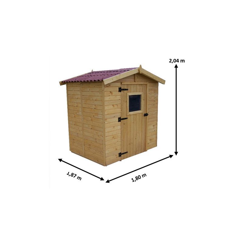 Abri de jardin bois panneaux 16mm EDEN 16 - 2.46 m2 de 1,9 x 1,9m Option  Montage a domicile possible