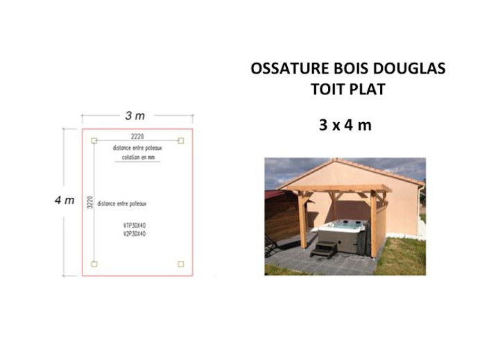 OSSATURE DOUGLAS TOIT PLAT 12m2