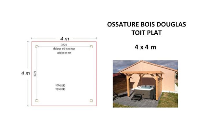 OSSATURE DOUGLAS TOIT PLAT 16m2