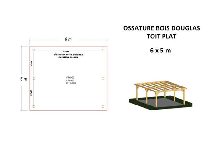 OSSATURE DOUGLAS TOIT PLAT 30m2