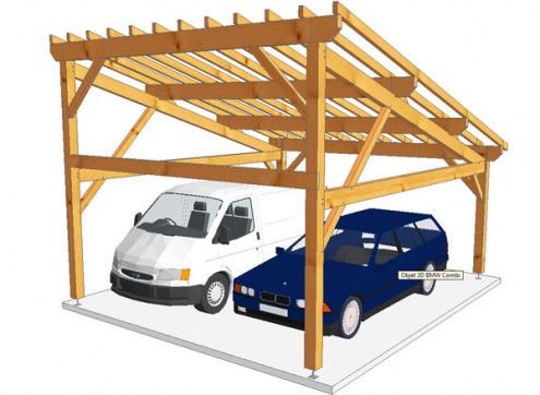 CHARPENTE BOIS TENON/MORTAISE MONOPENTE - 34m2