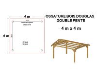 OSSATURE DOUGLAS DOUBLE PENTE SYMÉTRIQUES 18m2