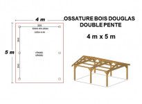 OSSATURE DOUGLAS DOUBLE PENTES SYMÉTRIQUES 20m2