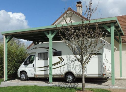 Carport en Bois pour Abri Camping-Car Adossé 4,5 x 7,0 m-Abris