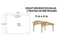 OSSATURE DOUGLAS DEUX PENTES ASYMÉTRIQUES 20m2